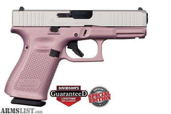 Glock 19 Gen5 9mm Pistol with Cerakote Pink Champagne Frame and Shimmering  Aluminum Cerakote Slide - Sportsmans Gunshop